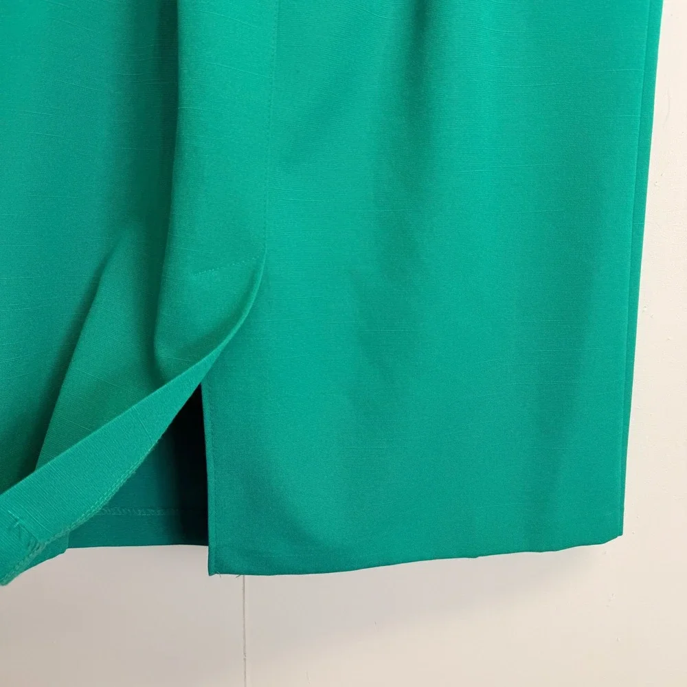 Alfred Dunner Green Skirt Suit Set 16 Vintage Blazer Elastic Waist Skirt USA